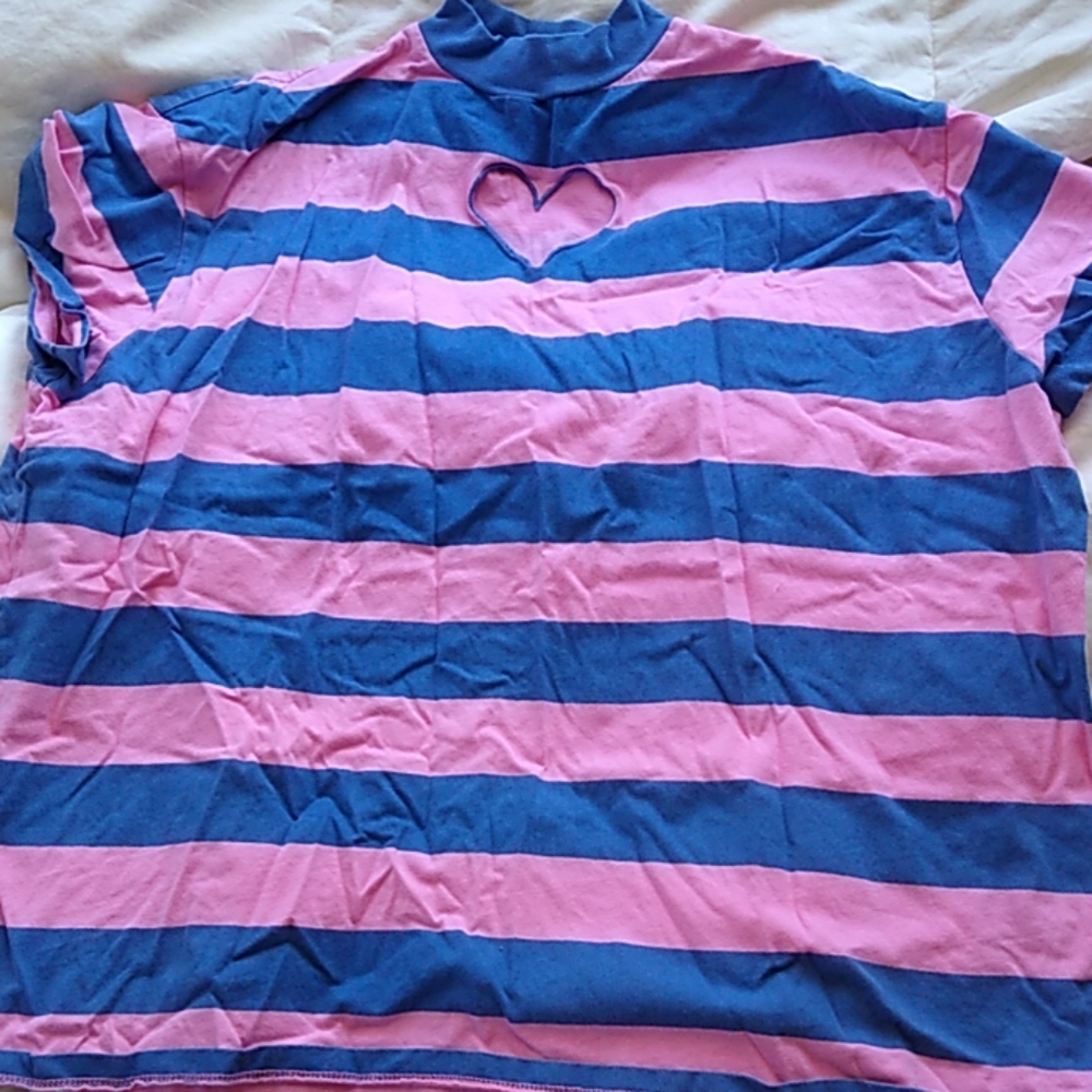 Lazy Oaf striped heart cut out shirt - OS